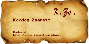 Kordos Zsanett névjegykártya